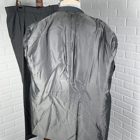 Joseph Scafidi Suit Men 49/42W x 30L Gray Blue Plaid Bespoke Classic USA VTG - Picture 8 of 16